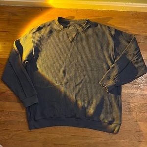 deep blue waffle knit aerie crew sweatshirt